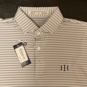 Men's High Hampton Club (Cashiers, NC) Striped Shirt - Green/White golf polo.